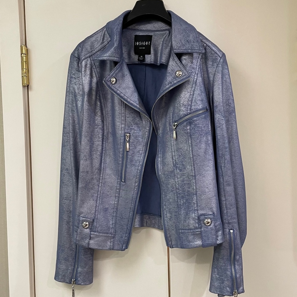 Insight Blue Faux Leather Jacket